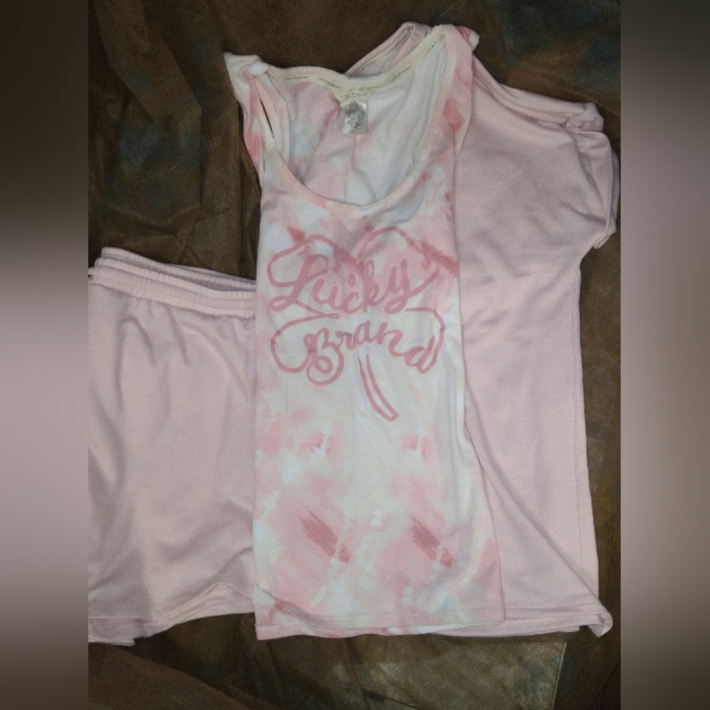 Lucky Brand Pink 3 piece short pajamas XL